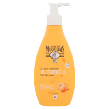 Lait Corporel Hydratant NUTRITION Karité, Amande Douce & Argan – Le Petit Marseillais peaux très sèches 250ml