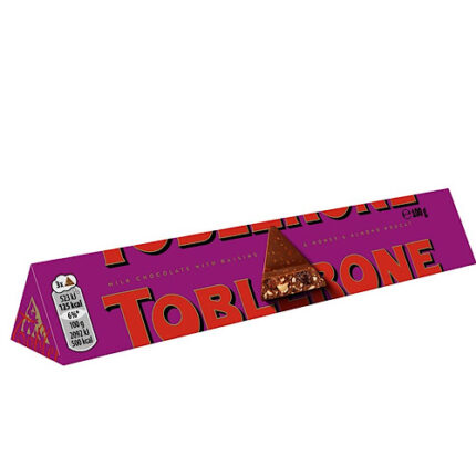 Barre de Chocolat au Lait avec Raisins & Nougat au Miel et aux Amandes - Toblerone 100g