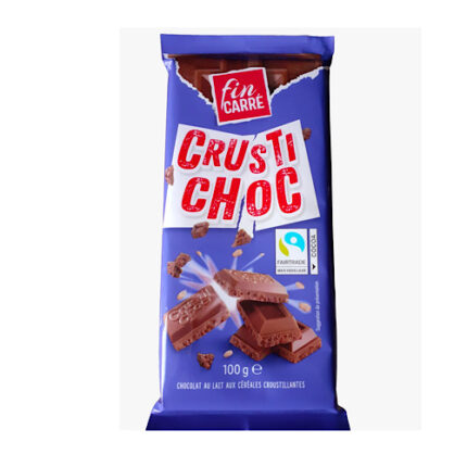 Tablette de Chocolat au Lait aux Céréales Croustillantes Crusti Choc - Fin Carré 100g