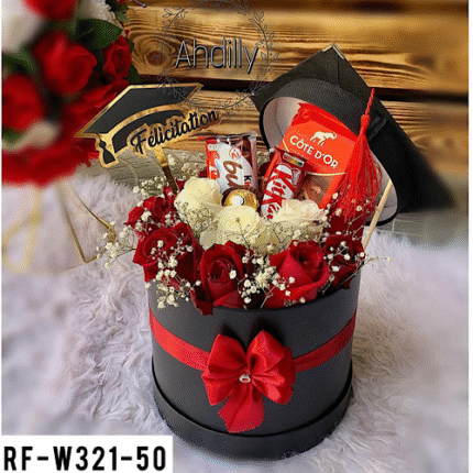 Box de fleurs & chocolats pour graduation