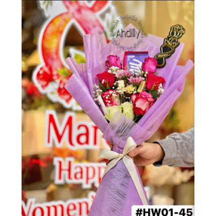 Bouquet de fleurs & chocolats portatif