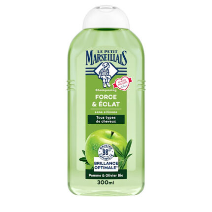 Shampooing Force & éclat Pomme & feuilles d'olivier - Le petit marseillais tous types de cheveux