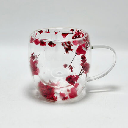 Tasse en Verre à double paroi avec fleurs sèches