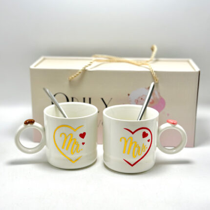 Coffret de Mugs Mr & Mrs avec cuillère - Only love you