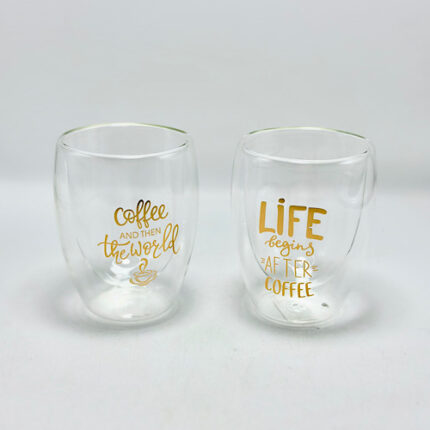 Tasse en verre double paroi thème café