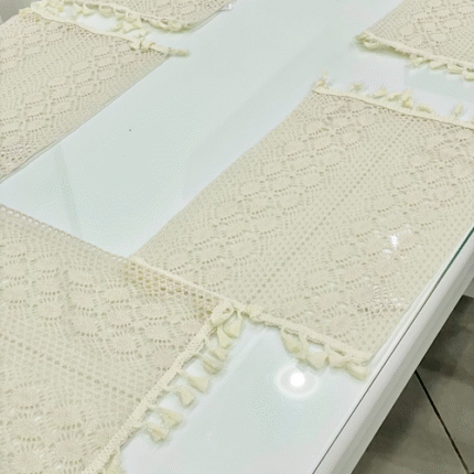 Set de table en crochet – Beige (6 pièces)