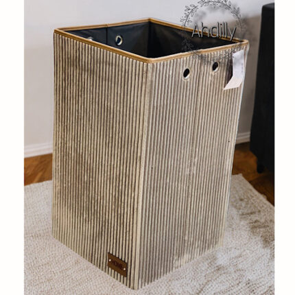 Bac de rangement pliable en velours côtelé gris – chic, doux & pratique