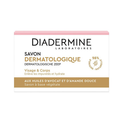 Savon Créme Dermatologique visage et corps aux huiles d'avocats et d'amande douce  - Diadermine 100g