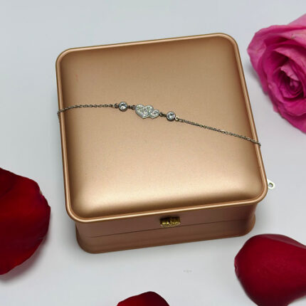 Gourmette motif coeur en acier inoxydable pour femme