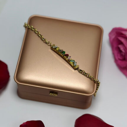 Gourmette avec pierre en acier inoxydable