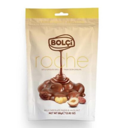 Paquet De Rocher Enrobées De Chocolat Au lait Rasin & Noisettes - Bolçi 80g