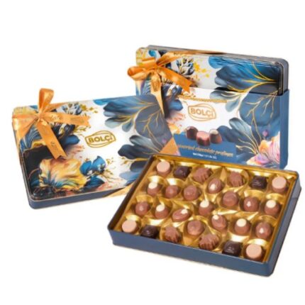 Coffret Métallique De Chocolats  Pralines Assorties   « Blue Flower »– Bolçi 250G