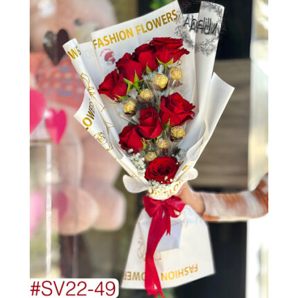Bouquet fleurs & chocolats pour la Saint Valentin