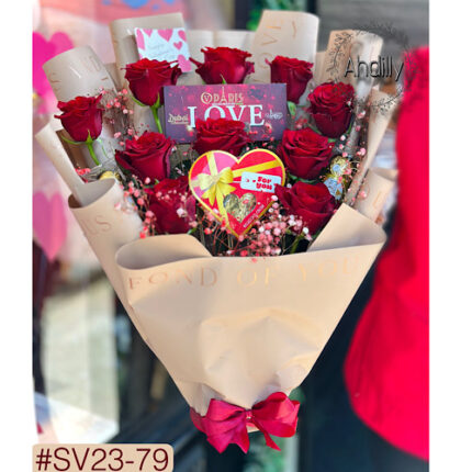 Bouquet fleurs & chocolats pour la Saint Valentin