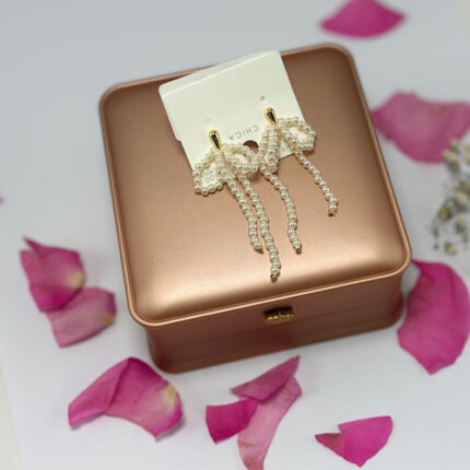 Boucles D’oreilles Longues Noeuds En Perles