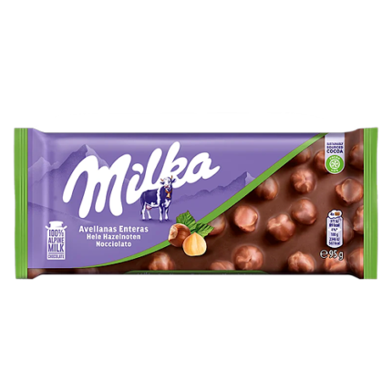 Tablette Chocolat Au lait Noisettes Entières - Milka 100 G