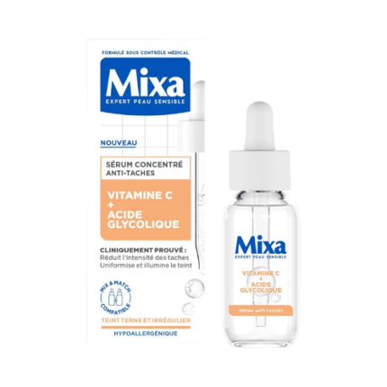 Sérum Concentré Anti-Taches A l'acide Glycolique & la vitamine C - Mixa Teint terne et irrégulier 30 Ml