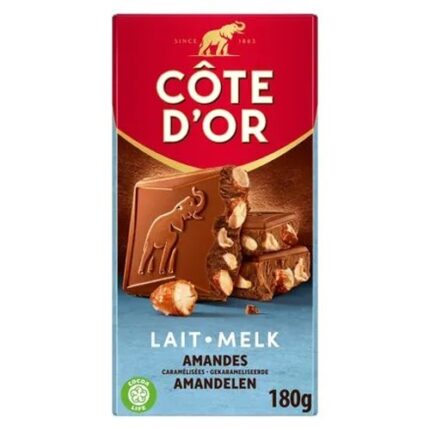 Tablette De Chocolat Au Lait  & Amandes Caramélisées Pointe De Sel - Côte D'Or 200G