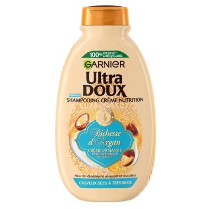 Shampooing Ultra Doux A L'huile D'Argan Du Maroc & Crème D'amande - Garnier  Cheveux Secs & Très secs 250ml