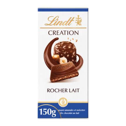 Tablette Chocolat Au Lait Praliné Rocher  Creation - Lindt 150g