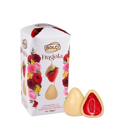 Boîte De  Fraises Enrobées Du chocolat blanc " Fragola" -Bolçi 125g