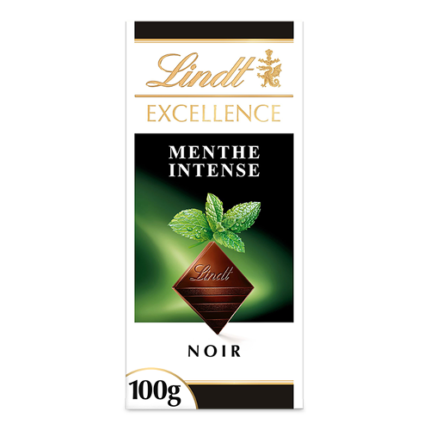 Tablette Chocolat Noir Au  Menthe Intense Excellence - lindt 100 G