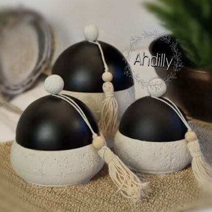 Trio de bonbonnière Noir & Blanc style mauresque