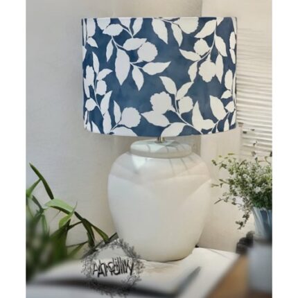 Lampe à Poser en Céramique Floral Bleu