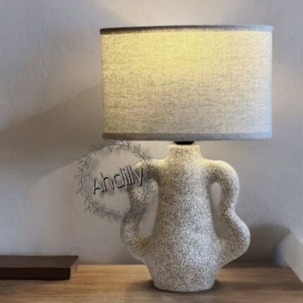 Lampe à Poser en Céramique Design Sculptural Beige