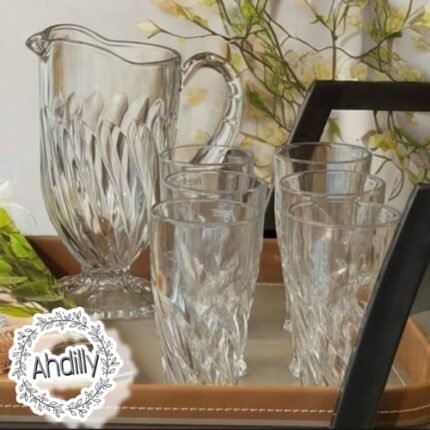 Service à Eau Ou Jus Avec Carafe & 6 verres En Crystal