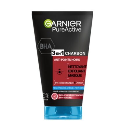 Gel Nettoyant 3EN1 Anti-points Noirs Au Charbon & Acide Salicylique - Garnier Pure Active 150 Ml