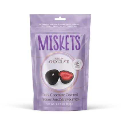 Sachet Dragées fraise enrobée de chocolat noir - Miskets 80 G