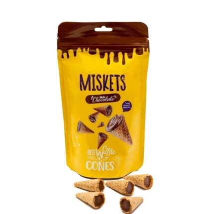 Mini Cônes Gaufrettes Fourrés au Chocolat au Lait – Miskets 70G