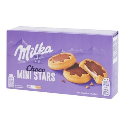 ​Biscuits fourrés crème de lait & chocolat au lait Choco Mini Stars – Milka 150g