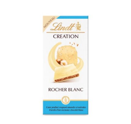 Tablette De Chocolat Blanc  Praliné Rocher Creation – Lindt 148G