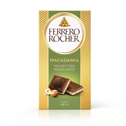 Tablette Chocolat Au Lait Avec Noisettes & Noix De Macadamia - Ferrero Rocher  90G