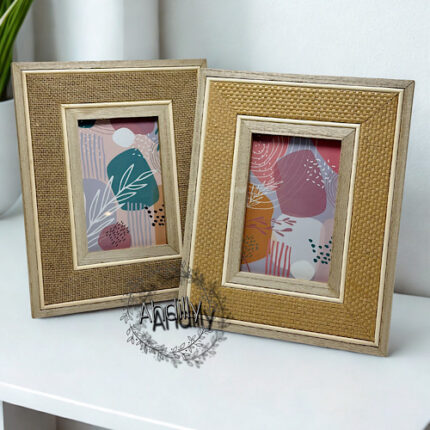 Cadre photo en bois et cannage