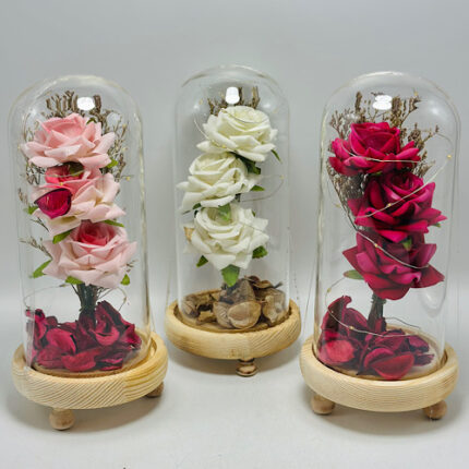 Cloche décorative avec fleur artificielle