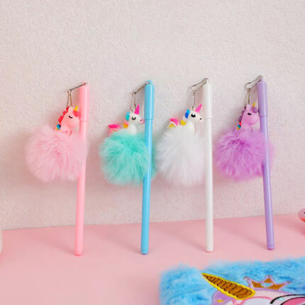 Stylo Cute Licorne avec Pompons