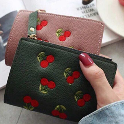 Petit Portefeuille avec Cerises Brodées