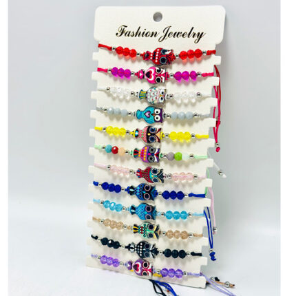 Bracelets en Fil Tissu – Hibou, Papillon & Corail