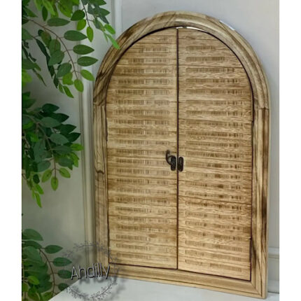 Miroir mural en bois style volet ovale – 46 × 68 cm
