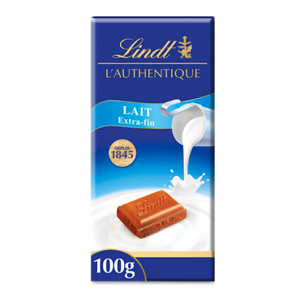 Tablette de chocolat au lait  L'AUTHENTIQUE - Lindt 100g