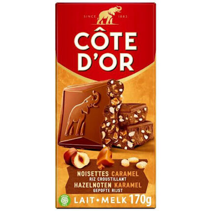 Tablette Chocolat aux Noisettes, Caramel et Riz Croustillant – Côte D’Or 170G