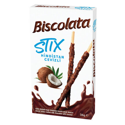 Les Biscuit Sticks Enrobés de Chocolats & noix de coco – Biscolata 40g