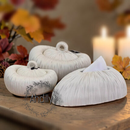 Duo de bonbonnières citrouille & porte-mouchoirs – Collection Automne