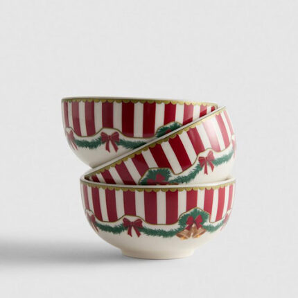 Lot de 3 petits ramequins de Noël à rayures