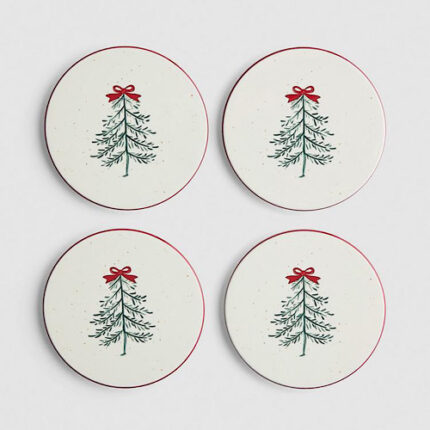 Lot de 4 sous-verres à motif sapin de Noël