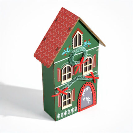 Décoration maison de Noël en bois vert avec LED