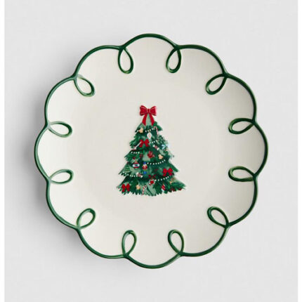 Assiette festonnee a motif sapin de noel